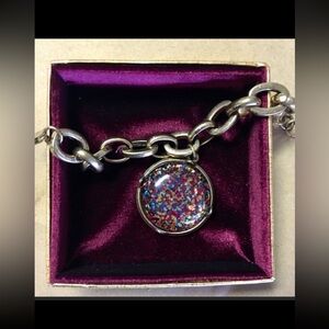 Designer Style Multicolored Glitter Pendant Statement Bracelet